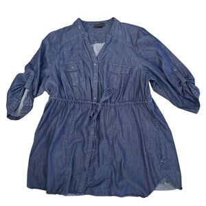 Lane Bryant Denim Tunic Top Size 1X-2X NEEDS REPAIR